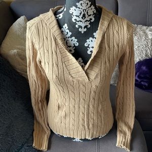 RALPH LAUREN POLO JEANS Tan Sweater with Hoodie Size Medium